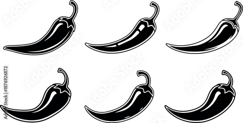 Chili pepper vector icons set Vector