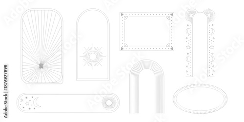 Minimalist Mystic Arch Frames and Celestial Line Art Element