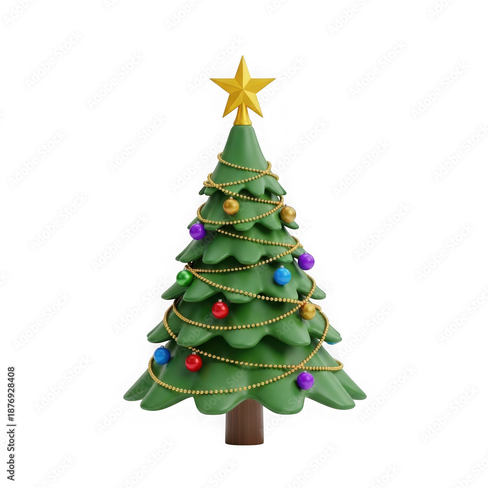 Fototapeta premium Christmas tree with ornaments isolated on transparent background