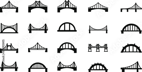 Black and white bridge silhouettes architecture
