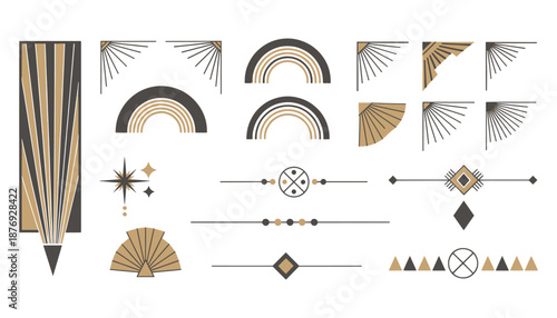 Art Deco Geometric Lines and Decorative Elements Vector Set