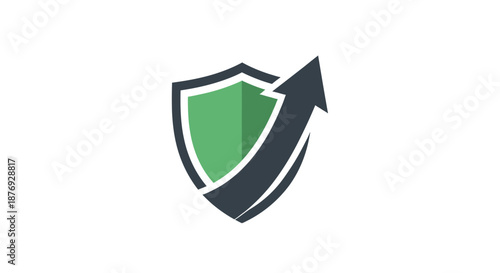 Uplifting Shield Design with Ascending Arrow Symbolizing Growth and Protection Concepts
