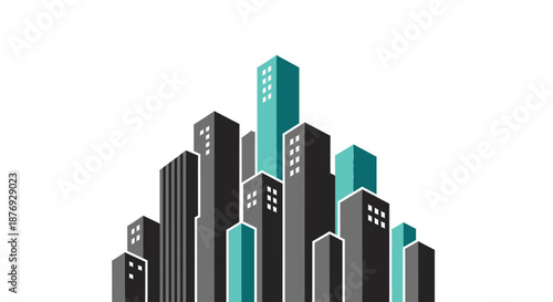 Urban Skyline Illustration Depicting City Buildings and Modern Architecture Structures