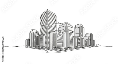 Urban Skyline Representing Modern Architecture and Cityscape in a Bold Silhouette