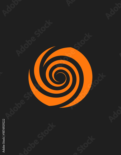 Vibrant Orange Spiral Design Against a Dark Backdrop Evoking Dynamic Energy