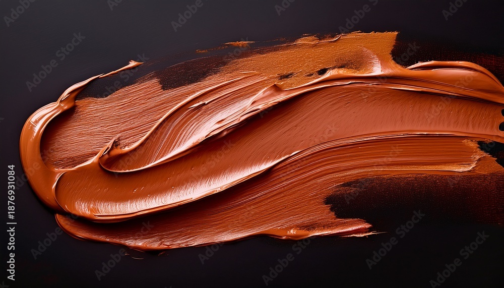 Obraz premium Textured Swatch Thick Rich Sienna Colored Paint Stroke On Black