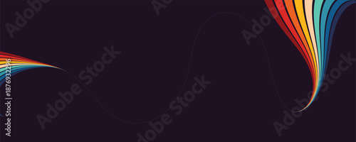 Abstract 1970's background design in futuristic retro style with colorful lines. Eps10