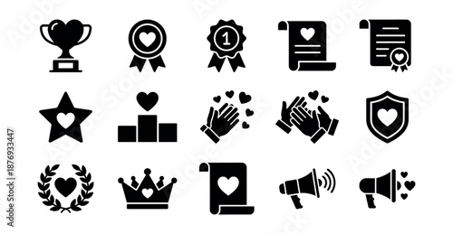 Love and Recognition Icons Set