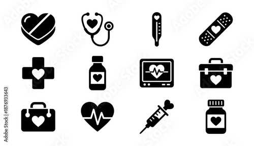 Medical Black and White Icon Set