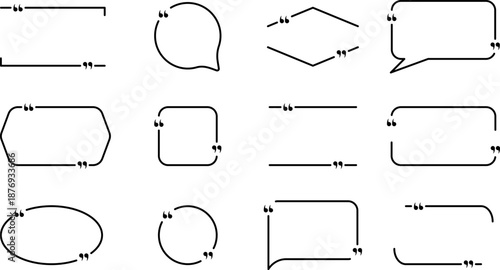 Minimalist Quote Frame Templates 12 Versatile Black Monoline Borders for Testimonials, Social Media and Presentation Pull Quotes