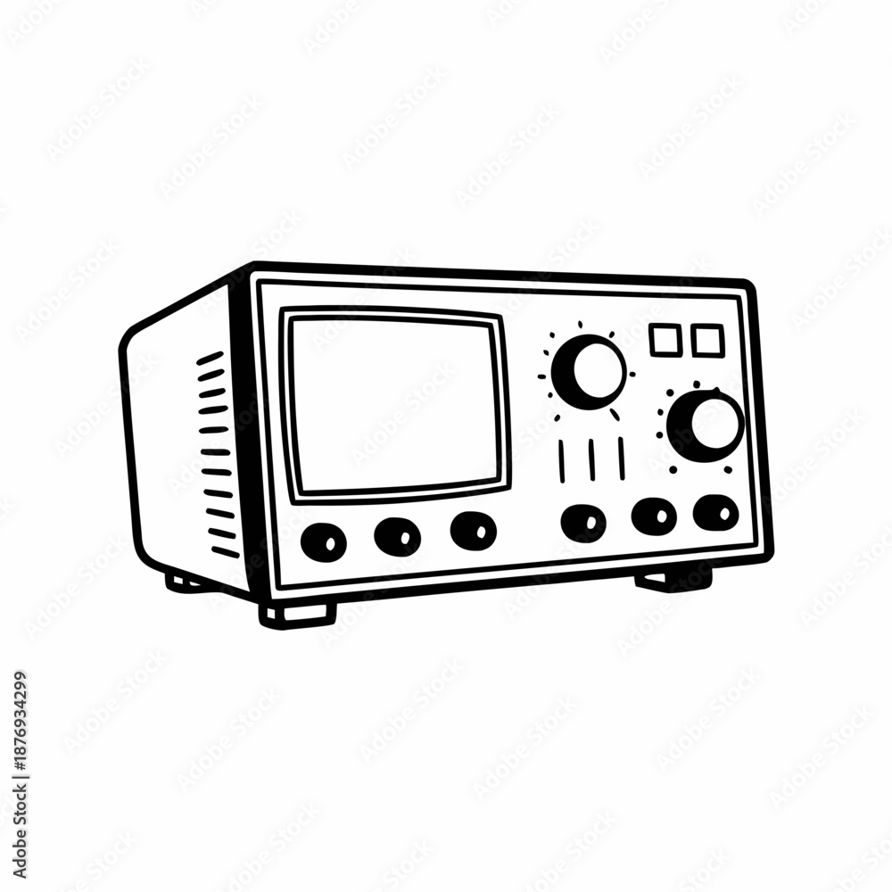 Fototapeta premium Digital Oscilloscope Vector Illustration | Electronic Measurement Instrument | Signal Analysis Equipment Graphic