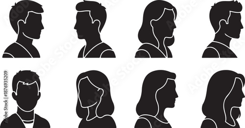 Diverse collection of user profile icons representing men and women