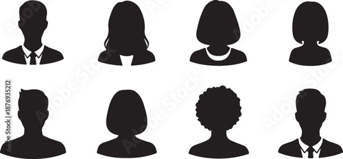 Diverse group of professional and casual silhouette avatars