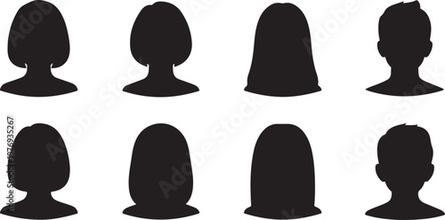 Diverse silhouettes showcasing various hairstyles and genders