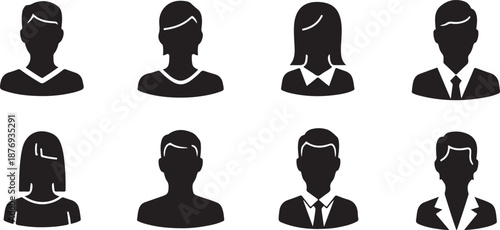 Silhouette avatars of diverse individuals in formal attire for professional profiles