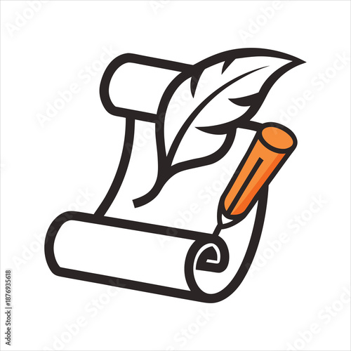 Feather Quill Scroll Writing Symbol