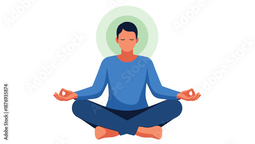 Man Meditating in Lotus Position.