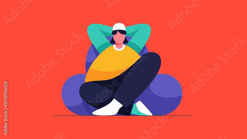 Woman Sitting Relaxed on a Sofa.