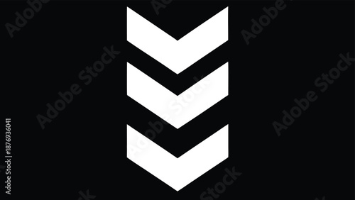 Three White Downward Arrows on a Black Background direction symbol