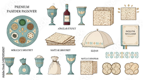 Of Passover Seder including matzah wine and ritual