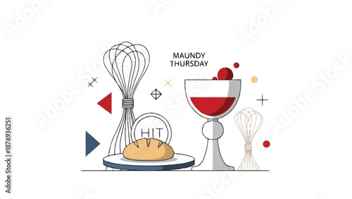 Maundy Thursday with bread wine and whisk religious