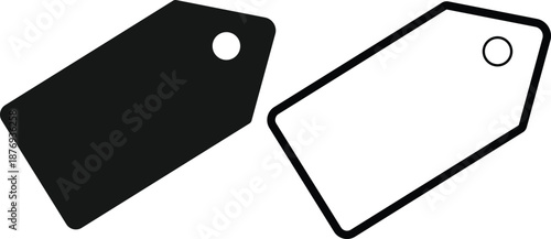 retail price tag label icons filled and outline versions with hole for shopping and sale discount isolated on white background.