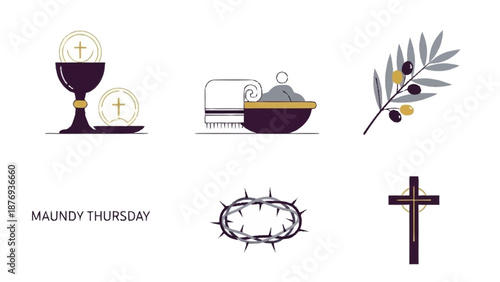Maundy Thursday religious symbols and chalice paten