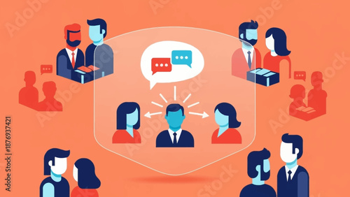 Group of People Communicating with Speech Bubbles.