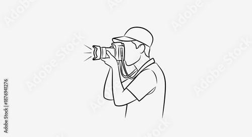 Man Taking Picture with Camera Device.
