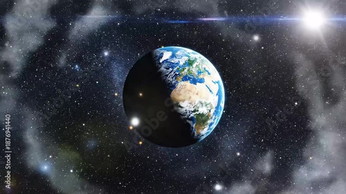 Planet emerging from nebula representing startup launch animation