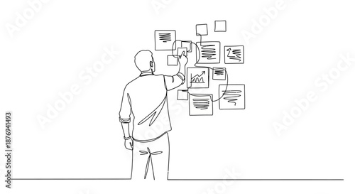 Man Interacting with Digital Media Screens.