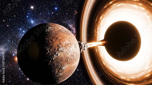 Planet with realistic gravity distortion animation