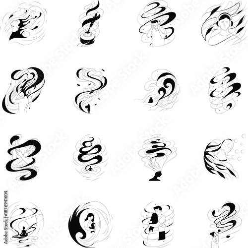 Collection of Mental Health Doodle Style Illustrations 