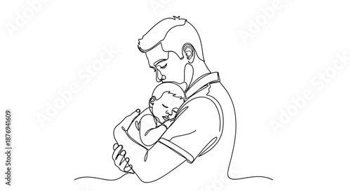 Father Holding Baby in His Arms.