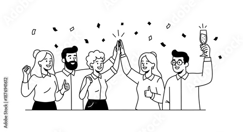 Group of People Celebrating with Champagne.