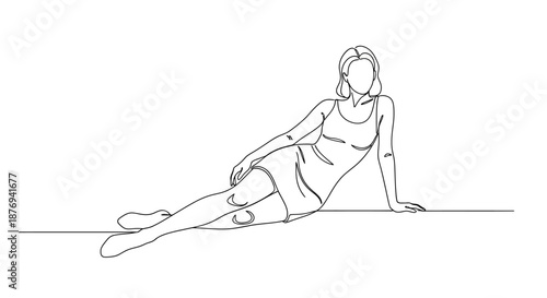 Woman Relaxing on the Floor Illustration.