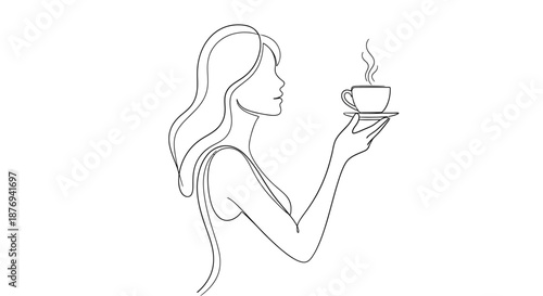 Woman Holding a Cup of Coffee.