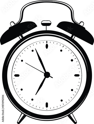 digital illustration of a classic black alarm clock