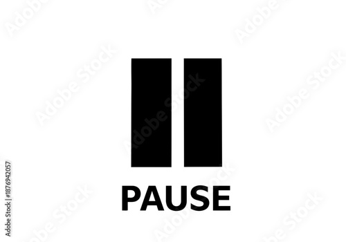 A minimal pause button icon symbol for stop or hold function in black color