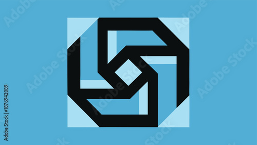 Abstract Geometric Logo or Symbol In Blue and Black Tones vector illustration