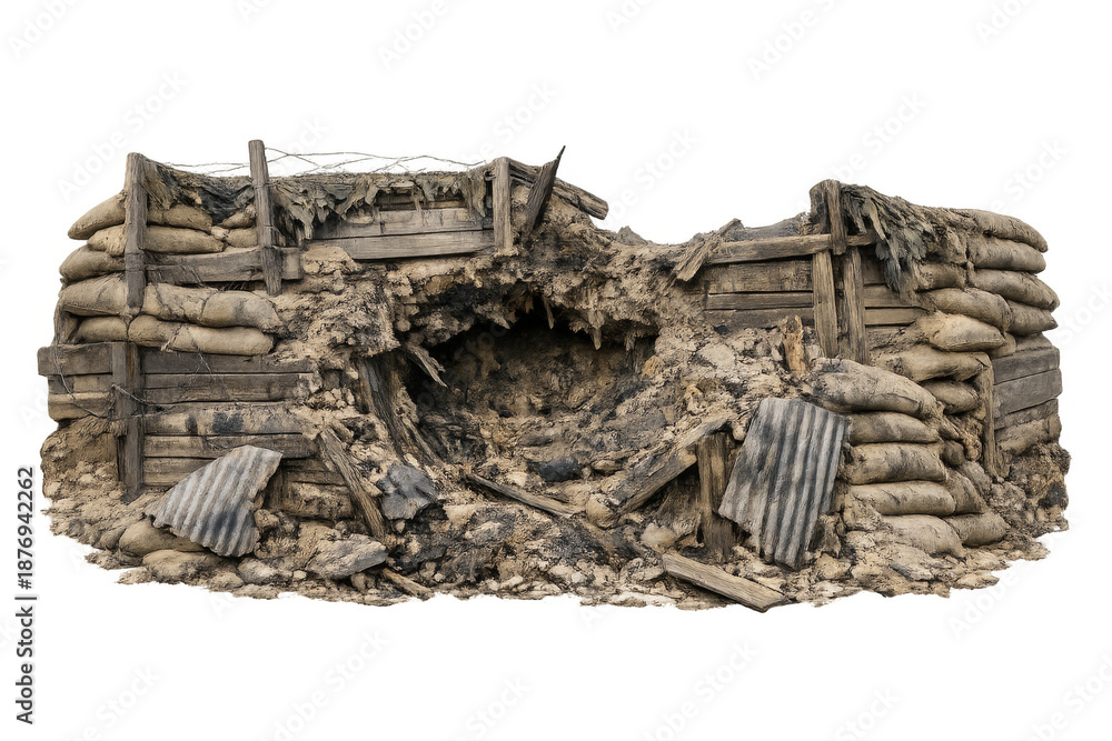 Obraz premium Destroyed world war i trench or bunker ruins