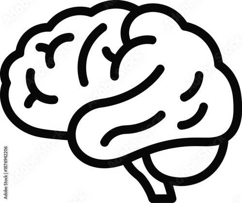 Simple line art illustration of human brain