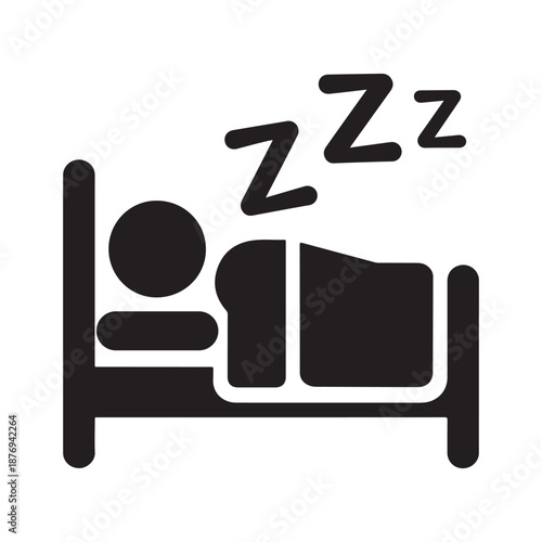 Sleeping Person Icon – Bedtime, Rest, Night Sleep, Relaxation, Wellness, and Healthy Lifestyle Symbol for Graphic Design.