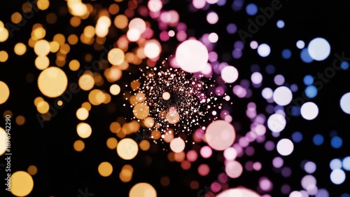 Glowing bokeh particles with depth of field background animation