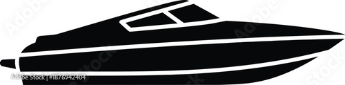 Black speedboat on white background