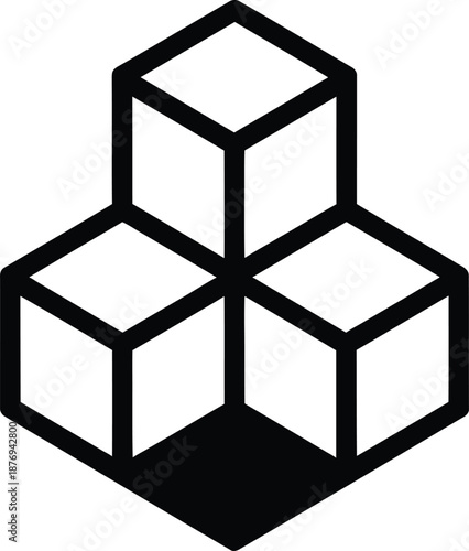 Geometric shape of four cubes in a pyramid structure