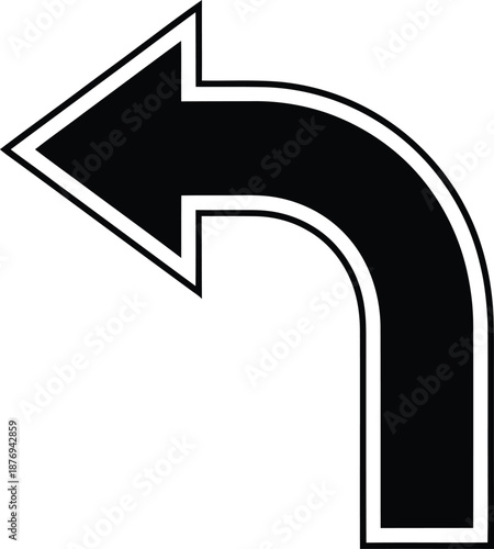 Black curved arrow pointing upwards and leftwards