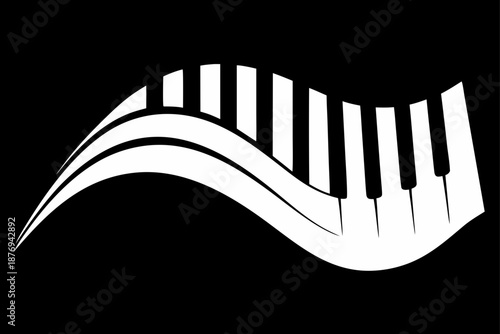 Abstract Wavy Piano Keys Background Music Concept Vector Illustration
