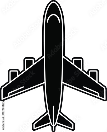 Airplane silhouette flying high in the sky