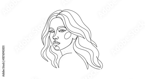 Woman with long wavy hair illustration.